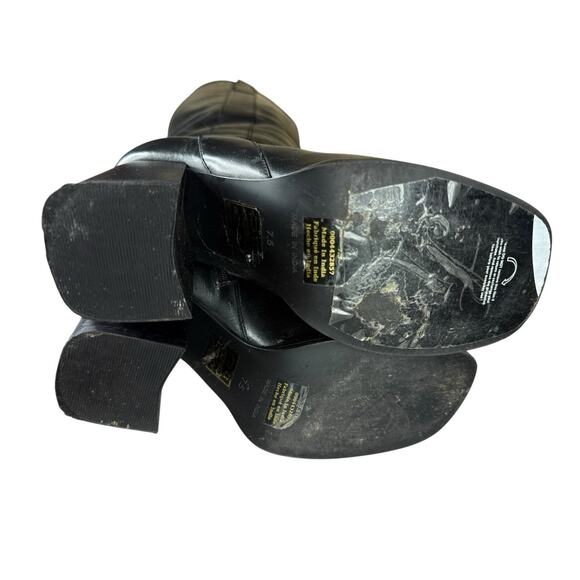 Free People Naomi Tall Black Leather Boots | Size 7.5 | Block Heel Zip Up - Picture 9 of 9